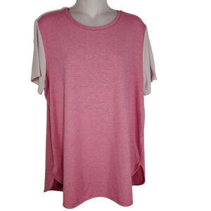 Lands End Womens T Shirt Large Moisture Wicking UPF Sun Short Sleeve Curved Hem